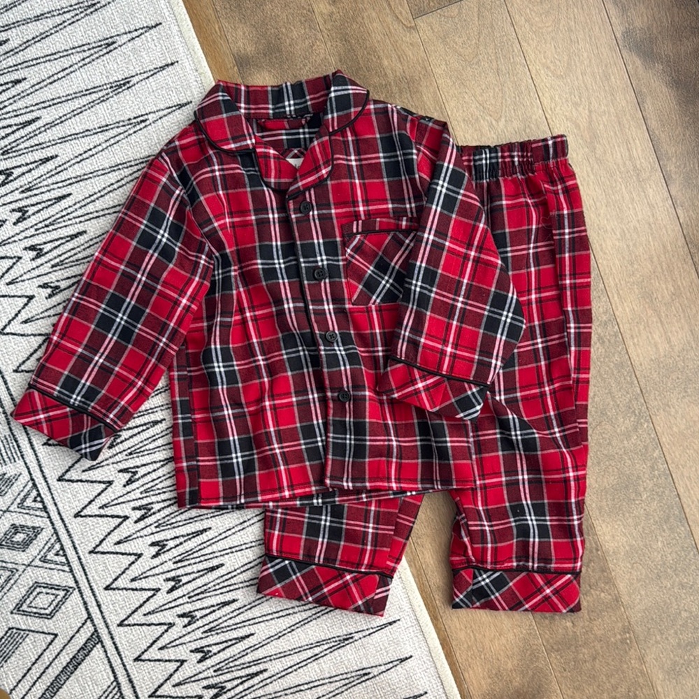 Petit Lem Red and Black Plaid Pajama Set